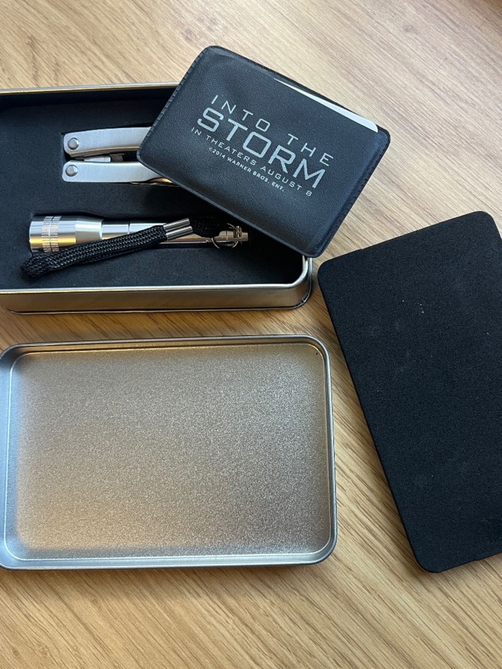 2014 Warner Bros Into the Storm Promo Swag Emergency Survival Kit w/ Metal Tin